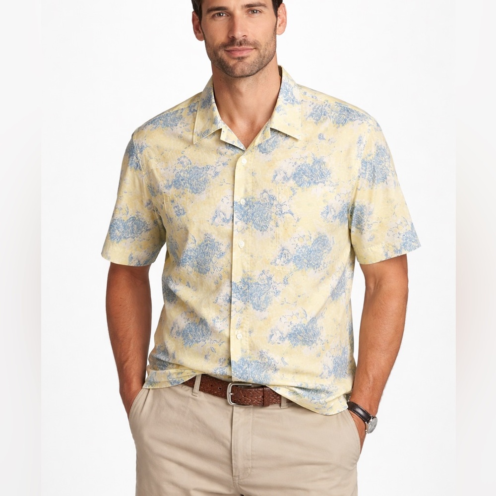 Daniel Cremieux Classics Men’s Floral Button Up Shirt Yellow Blue XXL Cotton